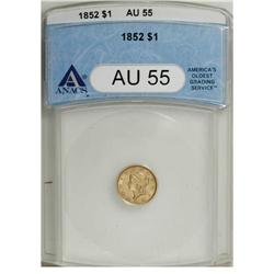 1852 G$1 AU55 ANACS. NGC Census: (26/2601). PCGS P