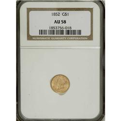 1852 G$1 AU58 NGC. NGC Census: (295/2306). PCGS Po