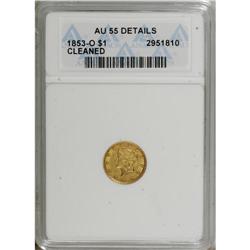 1853-O G$1 --Cleaned--ANACS. AU55 Details. NGC Cens