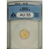 1856 G$1 Slanted 5 AU55 ANACS. NGC Census: (57/123