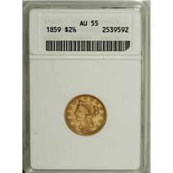 1859 $2 1/2 New Reverse, Type Two AU55 ANACS. NGC
