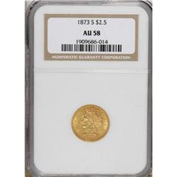 1873-S $2 1/2 AU58 NGC. NGC Census: (46/27). PCGS