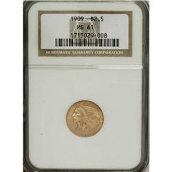 1909 $2 1/2 MS61 NGC. NGC Census: (792/2879). PCGS