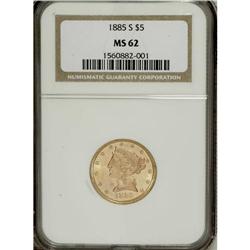 1885-S $5 MS62 NGC. NGC Census: (909/1047). PCGS P