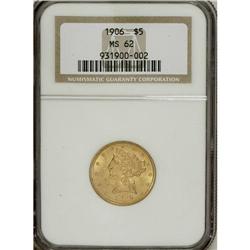 1906 $5 MS62 NGC. NGC Census: (687/526). PCGS Popu