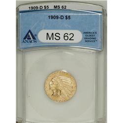 1909-D $5 MS62 ANACS. NGC Census: (7138/7236). PCG