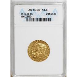 1914-S $5 --Whizzed--ANACS. AU55 Details. NGC Censu