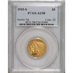 1915-S $5 AU58 PCGS. PCGS Population (82/127). NGC