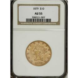1879 $10 AU55 NGC. NGC Census: (50/714). PCGS Popu