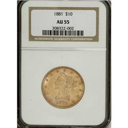1881 $10 AU55 NGC. NGC Census: (70/7774). PCGS Pop