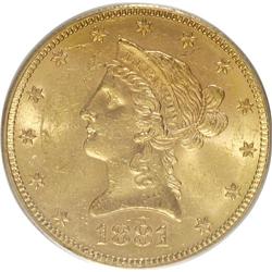 1881-S $10 MS62 PCGS. PCGS Population (236/20). NGC Ce