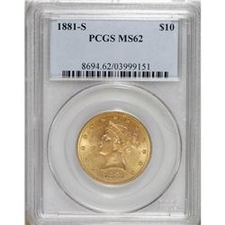 1881-S $10 MS62 PCGS. PCGS Population (236/20). NG