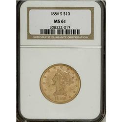 1886-S $10 MS61 NGC. NGC Census: (775/964). PCGS P