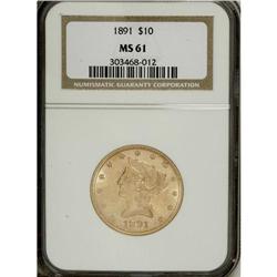 1891 $10 MS61 NGC. NGC Census: (195/170). PCGS Pop