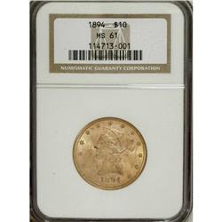 1894 $10 MS61 NGC. NGC Census: (7720/13662). PCGS