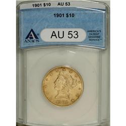 1901 $10 AU53 ANACS. NGC Census: (3/16830). PCGS P