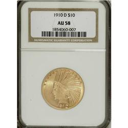 1910-D $10 AU58 NGC. NGC Census: (549/6108). PCGS