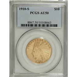 1910-S $10 AU50 PCGS. PCGS Population (80/803). NG