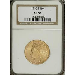 1910-S $10 AU58 NGC. NGC Census: (346/315). PCGS P