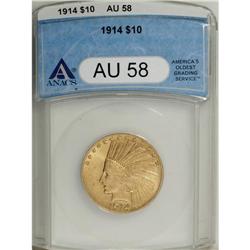 1914 $10 AU58 ANACS. NGC Census: (167/1040). PCGS