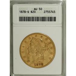1878-S $20 AU50 ANACS. NGC Census: (12/1029). PCGS