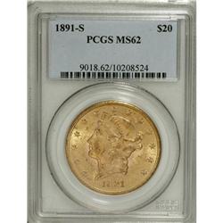 1891-S $20 MS62 PCGS. PCGS Population (1373/651).