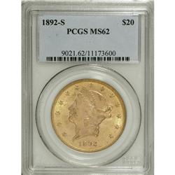1892-S $20 MS62 PCGS. PCGS Population (955/509). N