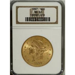 1897 $20 MS60 NGC. NGC Census: (555/11692). PCGS P