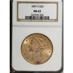 1897-S $20 MS62 NGC. NGC Census: (3579/1648). PCGS