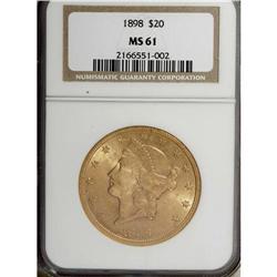 1898 $20 MS61 NGC. NGC Census: (381/670). PCGS Pop