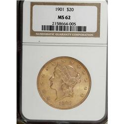 1901 $20 MS62 NGC. NGC Census: (519/2279). PCGS Po