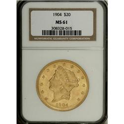 1904 $20 MS61 NGC. NGC Census: (18693/140733). PCG