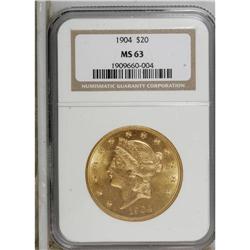 1904 $20 MS63 NGC. NGC Census: (56077/31891). PCGS