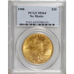 1908 $20 No Motto MS64 PCGS. PCGS Population (2250