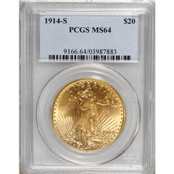 1914-S $20 MS64 PCGS. PCGS Population (3143/1262).