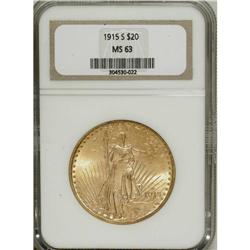 1915-S $20 MS63 NGC. NGC Census: (4336/6263). PCGS