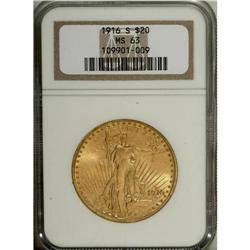 1916-S $20 MS63 NGC. NGC Census: (857/2334). PCGS