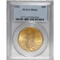 1922 $20 MS64 PCGS. PCGS Population (4594/947). NG