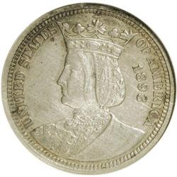 1893 25C Isabella Quarter--Cleaned--ANACS. AU55 Detail