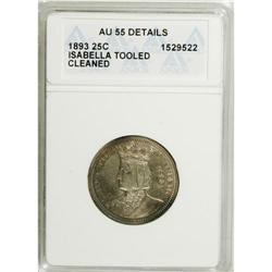 1893 25C Isabella Quarter--Cleaned, Tooled--ANACS. A