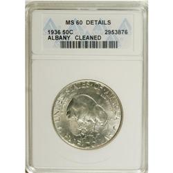 1936 50C Albany--Cleaned--ANACS. MS60 Details. NGC
