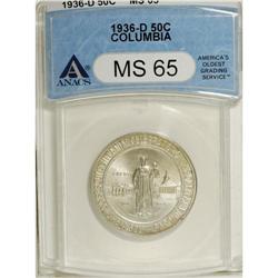 1936-D 50C Columbia MS65 ANACS. NGC Census: (373/8