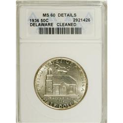 1936 50C Delaware--Cleaned--ANACS. MS60 Details. N