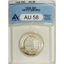 1936 50C Gettysburg AU58 ANACS. NGC Census: (6/254