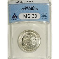 1936 50C Gettysburg MS63 ANACS. NGC Census: (164/2