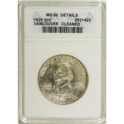 1925 50C Vancouver--Cleaned--ANACS. MS60 Details.