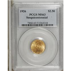 1926 $2 1/2 Sesquicentennial MS63 PCGS. PCGS Populatio