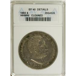 1883 $1 Hawaii Dollar--Cleaned--ANACS. XF45 Details.