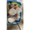 Image 1 : 2 TOTES OF CAMP ITEMS AND 3 BURNER CAMP STOVE