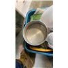 Image 2 : 2 TOTES OF CAMP ITEMS AND 3 BURNER CAMP STOVE